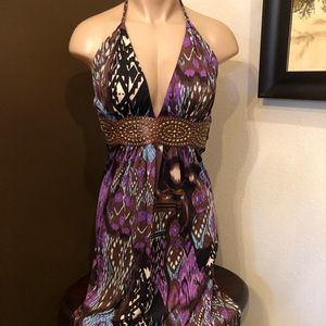 Sky Purple and Brown Maxi Dress